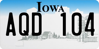 IA license plate AQD104