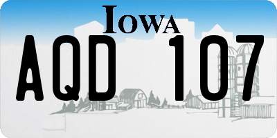 IA license plate AQD107