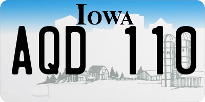IA license plate AQD110