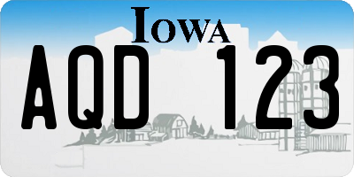 IA license plate AQD123