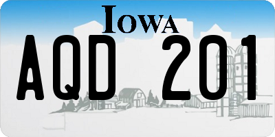 IA license plate AQD201