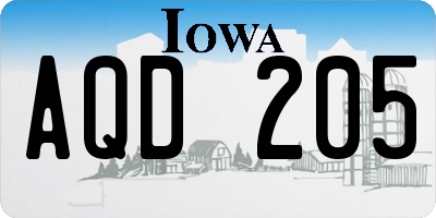 IA license plate AQD205