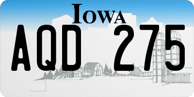 IA license plate AQD275