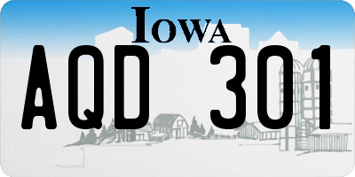 IA license plate AQD301