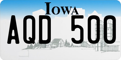 IA license plate AQD500