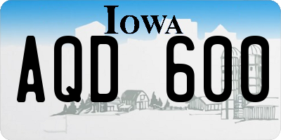 IA license plate AQD600