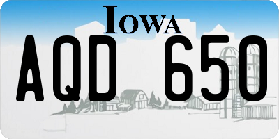 IA license plate AQD650