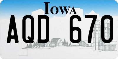 IA license plate AQD670