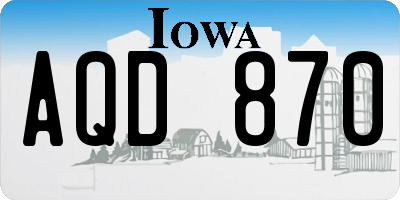 IA license plate AQD870