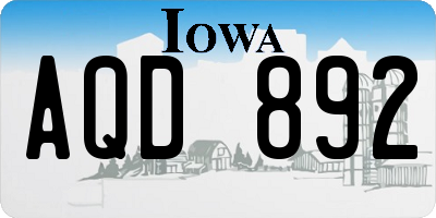 IA license plate AQD892