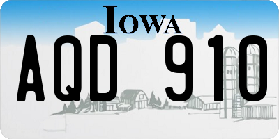 IA license plate AQD910