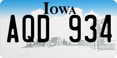 IA license plate AQD934