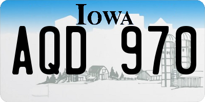 IA license plate AQD970