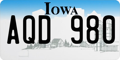 IA license plate AQD980