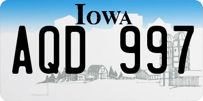 IA license plate AQD997