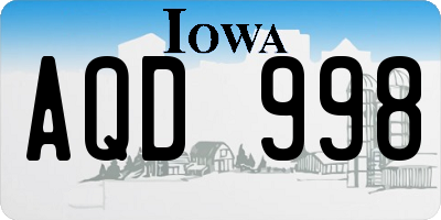 IA license plate AQD998