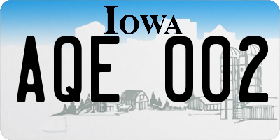 IA license plate AQE002