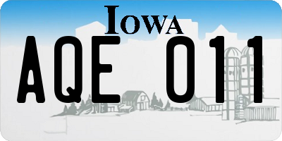 IA license plate AQE011