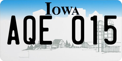 IA license plate AQE015