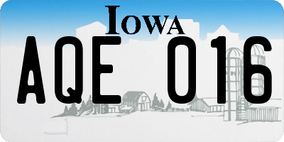 IA license plate AQE016