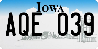 IA license plate AQE039