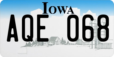 IA license plate AQE068