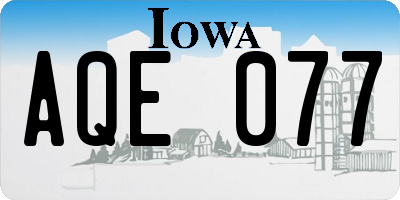 IA license plate AQE077