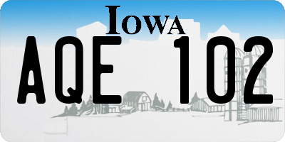 IA license plate AQE102