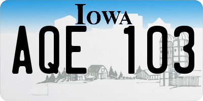 IA license plate AQE103