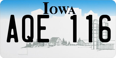 IA license plate AQE116