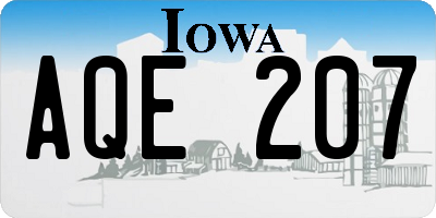 IA license plate AQE207
