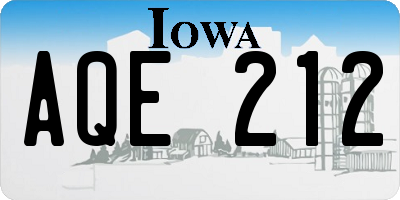 IA license plate AQE212