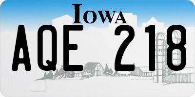 IA license plate AQE218