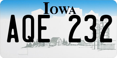 IA license plate AQE232