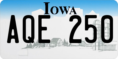 IA license plate AQE250