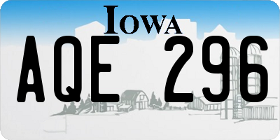 IA license plate AQE296