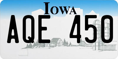 IA license plate AQE450