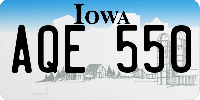 IA license plate AQE550