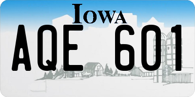 IA license plate AQE601