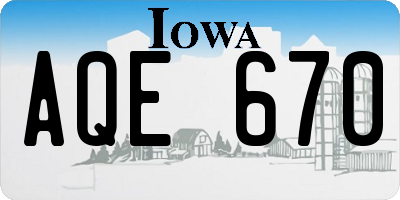 IA license plate AQE670