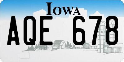IA license plate AQE678