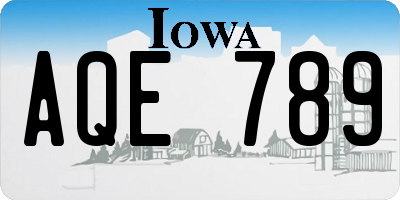 IA license plate AQE789