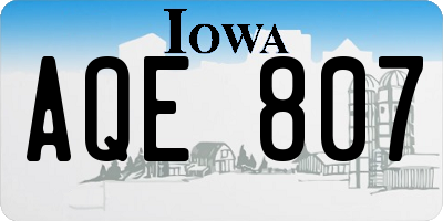 IA license plate AQE807