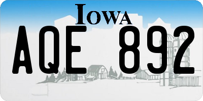 IA license plate AQE892