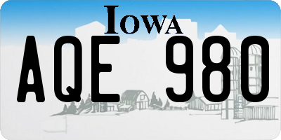 IA license plate AQE980