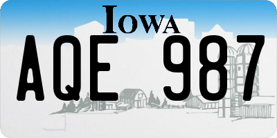 IA license plate AQE987