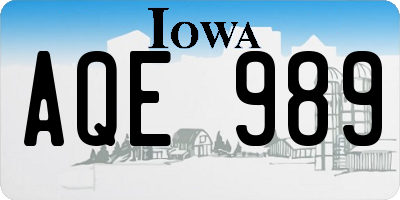 IA license plate AQE989