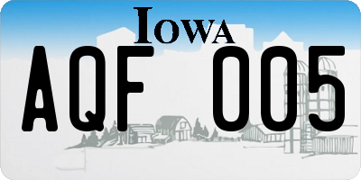 IA license plate AQF005