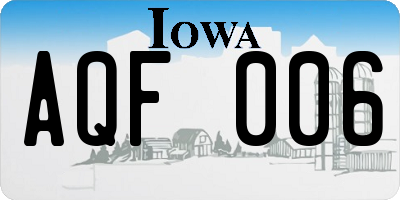 IA license plate AQF006