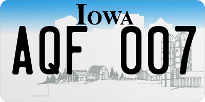 IA license plate AQF007